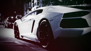 White sports car night road 5 - daarken free wallpaper