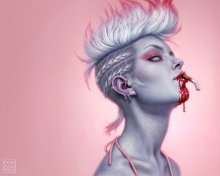 Woman bloody nose white hair - bloody free wallpaper