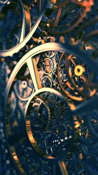 Clock gears blue mechanical cityscape - a close up of a clock free wallpaper
