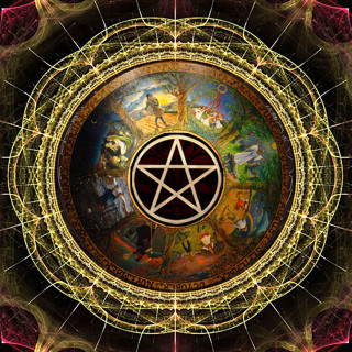 Pentagram star magic circle clock - a star in the middle free wallpaper for tablet