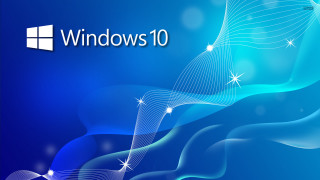 Blue background wave windows10 logo - dynamic free wallpaper for desktop