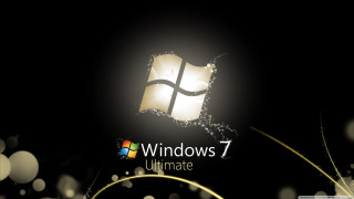 Black background windows7 logo gold 2 - the window 7 logo free wallpaper for desktop