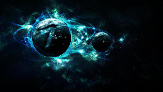 Space station galaxy blue green - free stars wallpaper for desktop