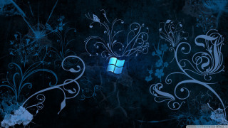 Blue wall window flower design - a blue wall free wallpaper