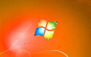 Computer bright orange background blue - window free wallpaper