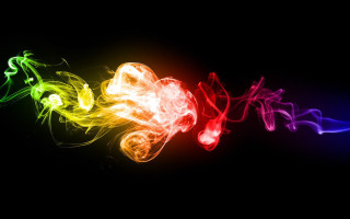 Colorful smoke swirl black background - neon color free wallpaper