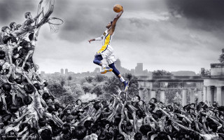 Man jumping basketball crowd action 2 - a basketball free wallpaper