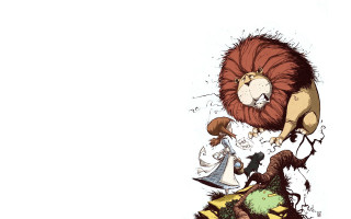 Lion woman hill clock man - underground comix free wallpaper for desktop