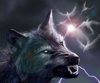 Wolf lightning bolt gothic digital - a wolf free wallpaper