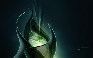 Green abstract background swirl design - a green abstract background free wallpaper