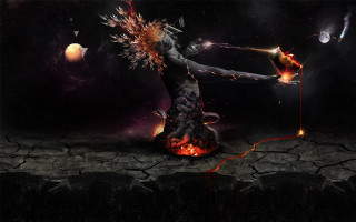 Strange haired woman fireballs fantasy - a fire ball free wallpaper
