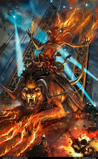 Demonic creature riding demon fire - demonic free wallpaper