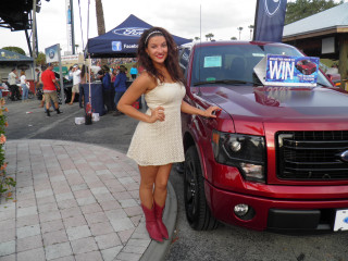 Woman red truck car show - a red truck free wallpaper