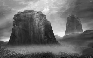 Mountain range foggy sky rock - a foggy sky in the background free wallpaper