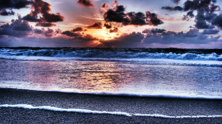 Sunset ocean waves surfer beach - a surfer free wallpaper