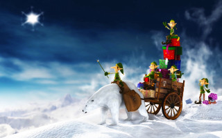 Polar bear cart presents elves 3 - polar free wallpaper