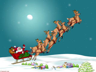 Santa claus sleigh reindeers snow 2 - a santa claus sleigh free wallpaper