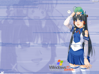 Anime girls long hair blue - a black object free wallpaper for desktop