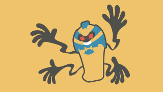 Cartoon figure blue yellow striped - robot free wallpaper for desktop