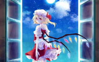 Anime girl branch window full - luminous free wallpaper