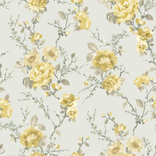 Yellow gray floral leaves flowers - gray background free wallpaper