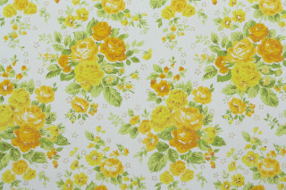 Yellow flowered fabric green leaves - green leaf and flowers free wallpaper