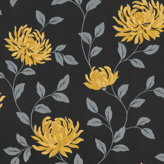 Black yellow flower pattern leaves - a gray background free wallpaper for tablet