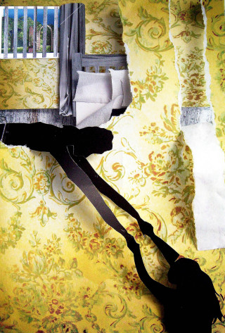 Person black bag yellow wall - ellen gallagher free wallpaper