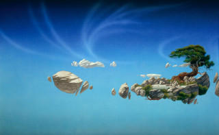 Tree rocks clouds bird desert - don bluth free wallpaper