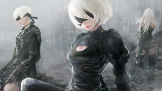 White haired woman black cat - black clothes free wallpaper for desktop