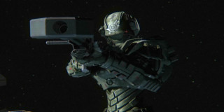 Space astronaut gun city lights - a man in a space suit holding free wallpaper