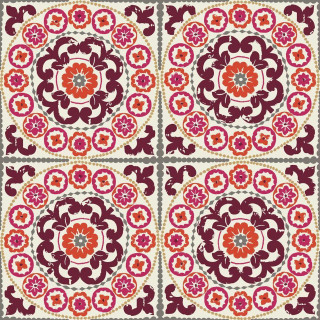 Red white tile flower ornamental - a mosaic free wallpaper for tablet
