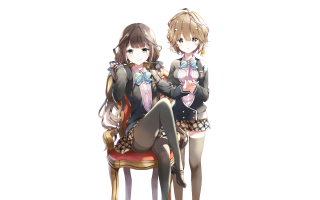 Anime girls chair crossed legs - a phone free wallpaper