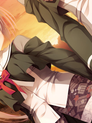 Woman green outfit red bow - her hand and a man free wallpaper for mobile