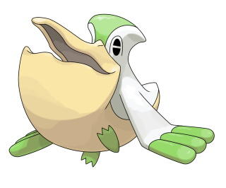 Cartoon bird large beak green - its back leg free wallpaper