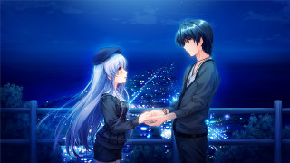 Anime couple cityscape night lights - a cityscape free wallpaper for desktop