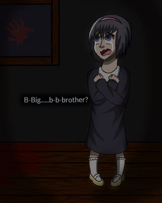 Cartoon woman dark room arms - a creepy face free wallpaper