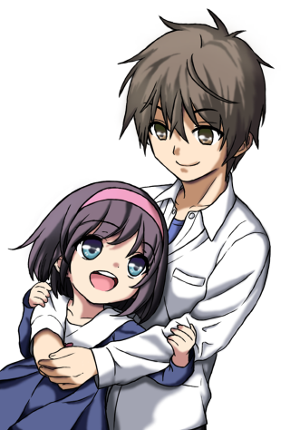 Anime hug couple blue brown - dada free wallpaper for mobile