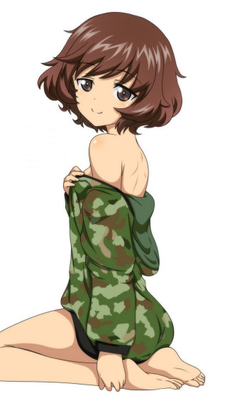Woman bathing suit sitting camouflage - her leg free wallpaper for mobile