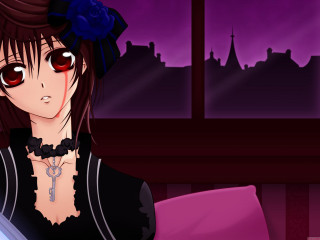 Woman red eyes black dress - a black dress holding free wallpaper for desktop