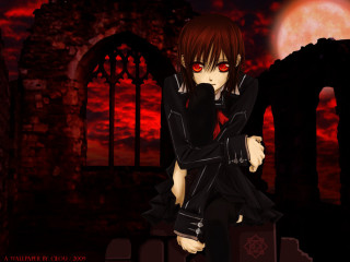 Anime girl bench red sky - a full moon behind her free wallpaper
