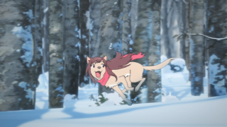 Cartoon character running snowy forest - a snowy forest free wallpaper