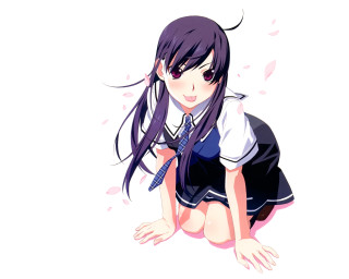 Girl school uniform kneeling hair - her knee free wallpaper