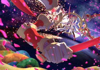 Cartoon character sword confetti space - a space background free wallpaper for desktop