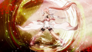 Woman white dress red scarf - swirl free wallpaper