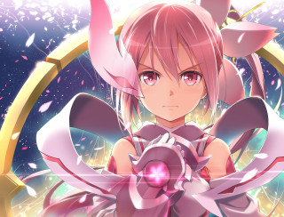Pink haired magical girl holding - a pink object free wallpaper