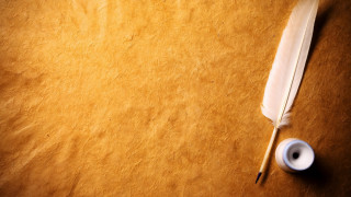 Feather quill tape table brown - paper texture free wallpaper