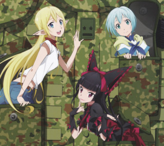 Anime girls uniform green wall - serial art free wallpaper for tablet