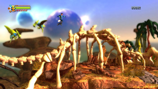 Dinosaur skeleton desert bird flying - neoprimitivism free wallpaper