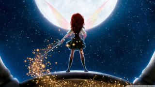 Fairy holding wand full moon - a full moon behind her free wallpaper